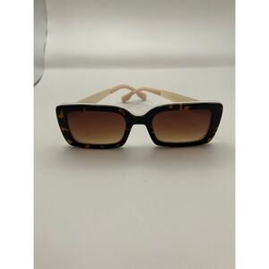 Christian Siriano Rectangle Sunglasses Tortoiseshell Blush Pink Gold CS Logo